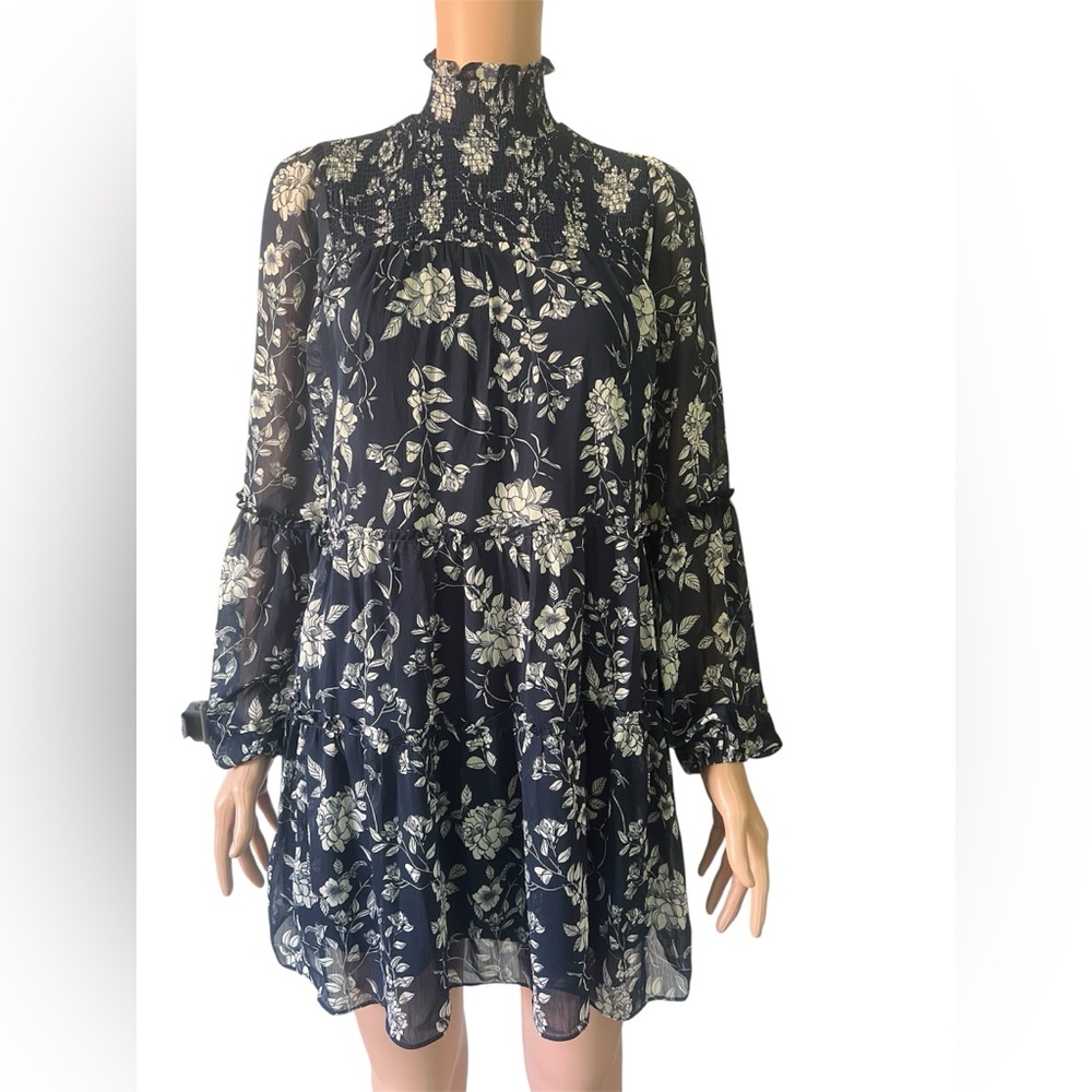 Trixxi Black and White Floral Long Sleeve Dress - Picture 1 of 8